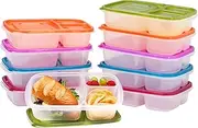 EasyLunchboxes® - Original Stackable Lunch Boxes - Reusable 3-Compartment Food Containers for Kids and Adults - Bento Lunch Box for Meal Prep, School, & Work - BPA Free, Set of 10 (Classic)