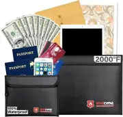 Fireproof Document Bag，Fireproof Money Safe Document Bag 15 X11 & 9X7 Inches Set