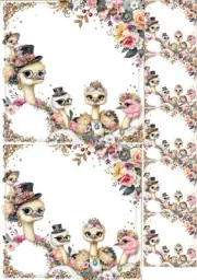 Safari Ostriches Decoupage Rice Paper Ornament-Wood Art Scrapbooking A4 1 Sheet