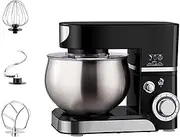 Stand Mixer, High-Power Table Mixer with Three Mixing Heads with Different Functions, 1200w, 6-Speed Adjustable, 5-Liter Stainless Steel Bowl with Splash Guard, Suitable for The Kitchen Black
