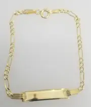Real 14K Yellow Gold 2.5 mm 6" Inch Figaro Link Chain Child Kid Baby ID Bracelet