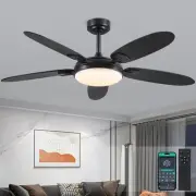 54 Inch Ceiling Fans with Lights and Remote,Black Outdoor Ceiling Fans with D...