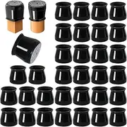 32 Pcs Chair Leg Floor Protectors for Hardwood Floors, Black Silicone Felt Bottom Furniture Leg Caps, Chair Covers Protect Floors from Scratching, Chairs Slide Without Noise (Large fit : 1.3'' - 2'')