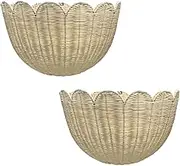 Scallop Wall Basket, Scalloped Wall Wicker Basket, Hanging Home Decor for Bedroom Bathroom (2Pcs)
