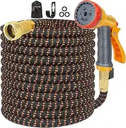 Garden Hose Pipe 50ft - Expandable Flexible Hosepipes for Garden with 10 Modes Spray Gun 3 Layer Latex and 1/2" 3/4" Solid Brass Fitting Water Hose for Watering and Washing