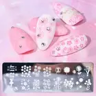 1set Nail Print Template with Brush Shiny Effect Nail Art Printing Plate Diy