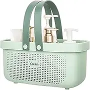JiatuA Plastic Storage Basket with Handle Portable Shower Caddy Tote Organizer Basket Bin for Bathroom Kitchen Dorm Room Bedroom, Green