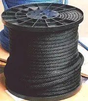 ANCHOR ROPE DOCK LINE 3/8" X 50' BRAIDED 100% NYLON BLACK MADE IN USA