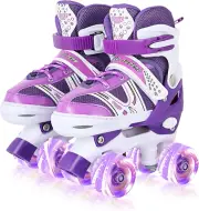 Roller Skates for Kids Adjustable Size Double Roller Skates with All Wheels Ligh