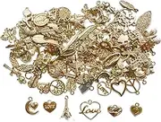 BEZANU Tibetan Antique Gold Charm, 100 Pcs Retro Golden Bulk Pendants Charm for DIY Jewelry Making, Necklaces Bracelets, Art Crafts