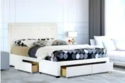 Istyle Sephora King Drawer Storage Bed Frame Pu Leather White