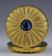 Estee Lauder Jay Strongwater gold with blue stone Powder Compacts