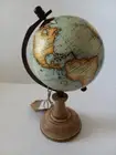 World Globe Map Round Wood Base Decor Table Top Rotating 9.5" Unique Brand New