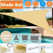 Heavy Duty Rectangle Triangle Sun Shade Sail Shade Cloth 98% UV Block Grey Shade