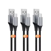 USB-C Cable 3A Fast Charging, 3-Pack 3ft USB A to Type C Charge Nylon Braided.