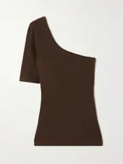 [Citizens of Humanity] Citizens of Humanity - + Net Sustain Savannah One-shoulder Ribbed Jersey Top - Brown - large large Brown