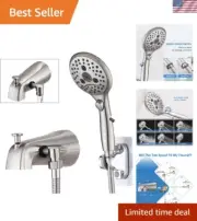 All Metal Tub Spout with Diverter, 6 Settings Hand held Shower with ON/OFF Pa...