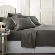 Danjor Linens Grey Queen Size Bed Sheets Set - 6 pc Soft Bedding & Pillowcases