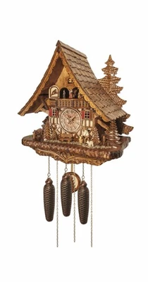 Cuckoo Clock Big Black Forest house with mill wheel, music a.. EN 4991/8 MT NEW