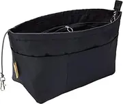 Time Wing Purse Organizer Insert Tote Handbag Organizer Pocketbook Divider Bag in Bag Shaper Liner Multi Pockets Compartments Zippers Key Chain Large Black