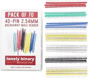 Lonely Binary 70 Pieces Breakable Single Row Male Pin Header with a 2.54mm Pitch Kit for Arduino ESP32 Raspberry PI Breadboard Prototype