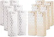 12 Pack Luxury Premium Double Faced Gold Silver Metallic Foil Polka Dot Kraft Wine Carrier Tote Bags with Extra Thick Rope Handle and Matching Gift Note Tag for Holiday Party Liquor Wrapping Gift