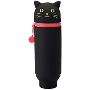 PuniLabo Single Zip Stand Up Silicone Pencil Case Black Cat