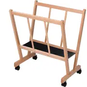 Wood Large Print Rack Castors Artist Storage Display 47" Natural