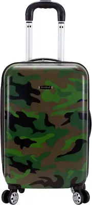 Rockland Safari Hardside Spinner Wheel Luggage, Camouflage, Carry-On 20-Inch, Sa
