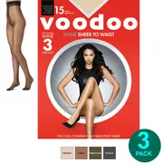 Voodoo 3 Pack Shine Sheer To Waist 15 Denier Women Stockings Pantyhose Tights