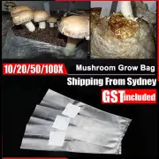 10-100X Mushroom Grow Bag Grains Spawn Substrate High Temp Pre Sealable 50x25cm