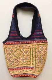Hmong Hill Tribe Embroidered Yellow Handbag