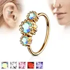 Rose Gold IP CZ Ear Helix Tragus Rook Snug Daith Hoop Nose Ring Piercing 20G