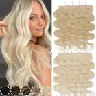 Tape in Hair Extensions 100% Remy Real Human Hair Seamless Skin Weft Blonde Wavy