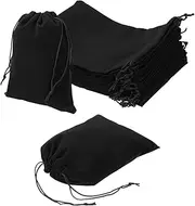 uxcell 12 Pcs Velvet Drawstring Bag, 6.7 x 9 Inch Jewelry Velvet Pouches Gift Bags for Wedding Party Favor Candy Jewelry Packaging Organizing Storage, Black