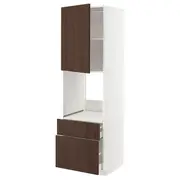 METOD / MAXIMERA hi cab f ov w dr/2 frnt/1 m/1 h drw, white/Sinarp brown, 60x60x200 cm