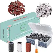 Sanding Bands for Nail Drill, 300Pcs 3 Colors 80 120 180 Grits with Nail Drill Bits for Electric File Nail Sanders for Acrylic Nails Manicures and Pedicures