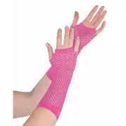 Pink Fishnet Long Gloves