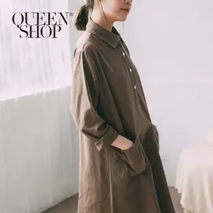 Ｑｕｅｅｎ Ｓｈｏｐ【01084313】雙口袋斜紋車線長袖洋裝＊現+預＊