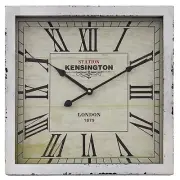 Yosemite Home Decor Square Wooden Wall Clock, White Frame, White Face, Black ...