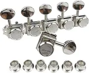 Kaynes 6 In line Guitar Locking Tuners – Nickel Silver Vintage Lock String Tuning Keys Pegs Machine Heads Tuners for Telecaster Tele Stratocaster Strat ST TL Style Electric or Acoustic Guitar