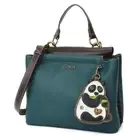 NEW Chala Satchel Crossbody Tote Turquoise Blue Pleather PANDA Coin Purse gift