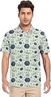 [ZZXXB] Lucky Cat Clover Men's Polo Shirts Short Sleeve Quick Dry Athletic Outdoor Sports Golf Shirts S-XXL
