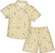 [Caihoyu] Big Boy Button Down Hawaiian Shirts and Shorts Set Baby Boy Clothes Infant Little Boy Gift