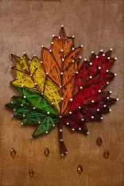 String art kit Autumn leaf DIY craft kits wooden board String art pattern