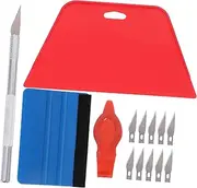JUMPLAWN 1Set Car Window Film and Wallpaper Application Tool Kit Smoothing Squeegee with Felt Edge for Scratch Prevention Craft Cutter for Easy Cutting for Flat