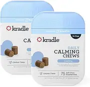 Kradle Calming Chews - Daily Stress Relief Support for Dogs - Bite Size, Chicken Flavor - Human Grade Calming Chews with Soothing Ingredients - for All Dog Breed & Sizes - 75 Soft Chews, 2 Pack