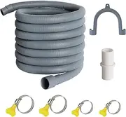Universal Washing Machine Drain Hose Extension Kit - Flexible Corrugated Dishwasher Drain Hose Machine Drain Hose Replacement with 1 Extension Adapter, U-Bend Hose Holder and 2 Hose Clamps (10)
