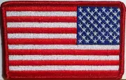United States USA LEFT Flag Patch W/ VELCRO® Brand Fastener American Emblem Red