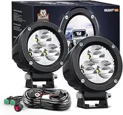 Nilight 3Inch Round Motorcycle Led Light Pods 2PCS Spot Fog 1550LM Built-in EMC Offroad Driving Auxiliary Ditch for Motorbike SUV ATV Truck Boat Tractor Forklift, 5 Years Warranty, Gold (W1115)